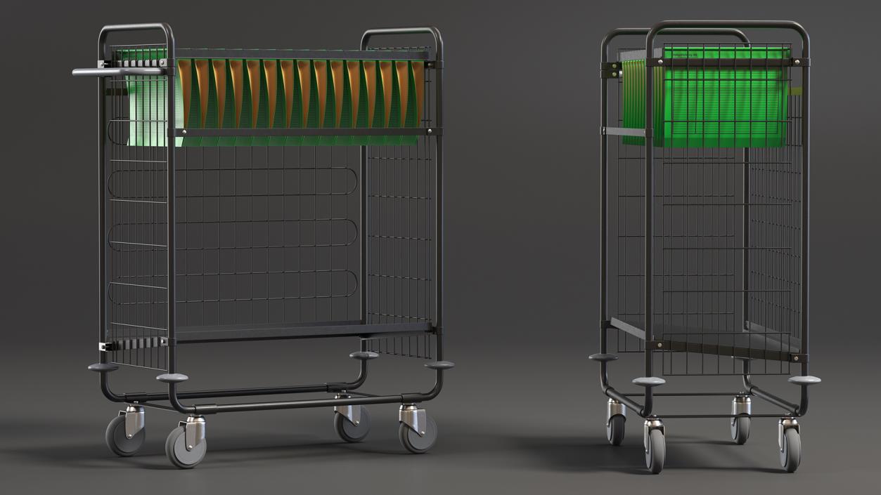 Large Mail Trolley Black 3D model