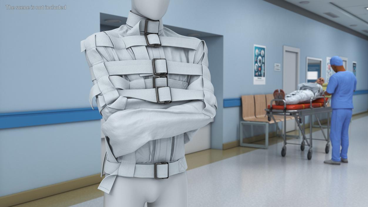 3D Straitjacket Mannequin Pose White model