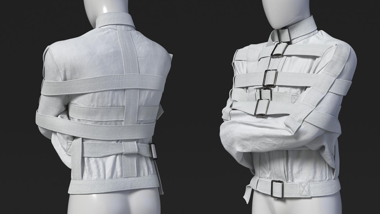 3D Straitjacket Mannequin Pose White model