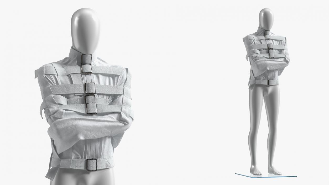 3D Straitjacket Mannequin Pose White model