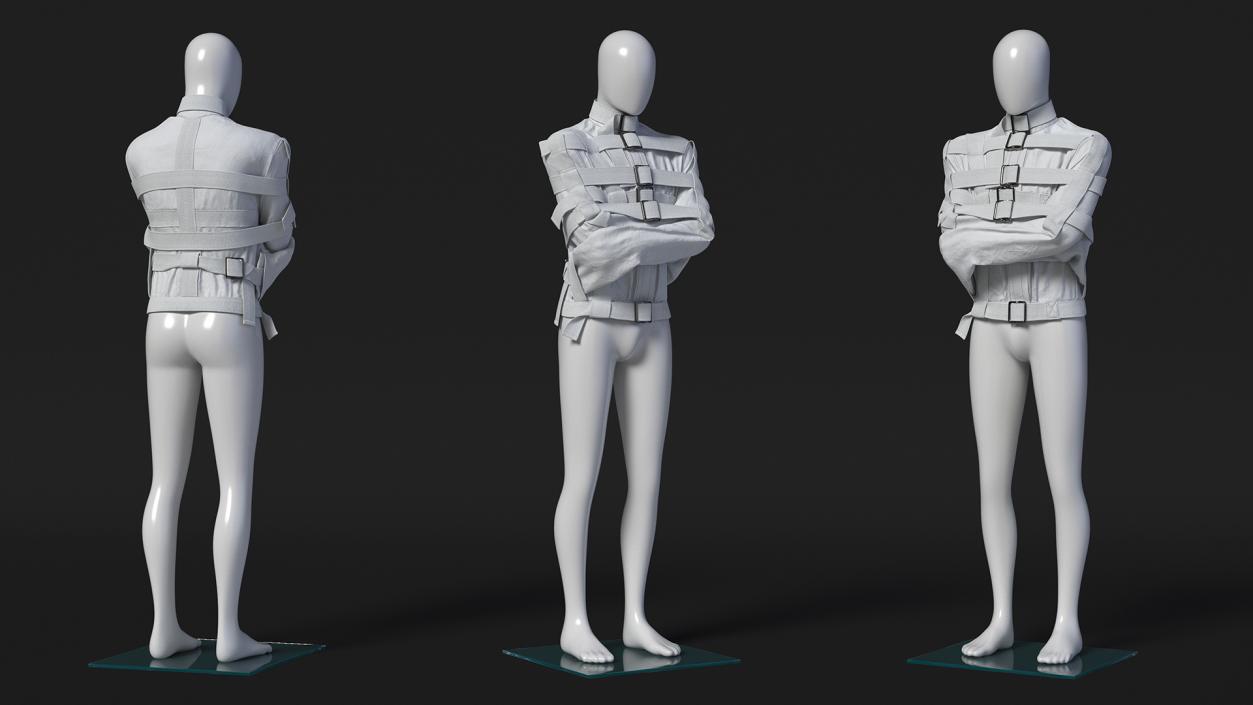 3D Straitjacket Mannequin Pose White model