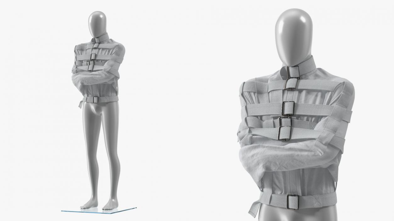 3D Straitjacket Mannequin Pose White model