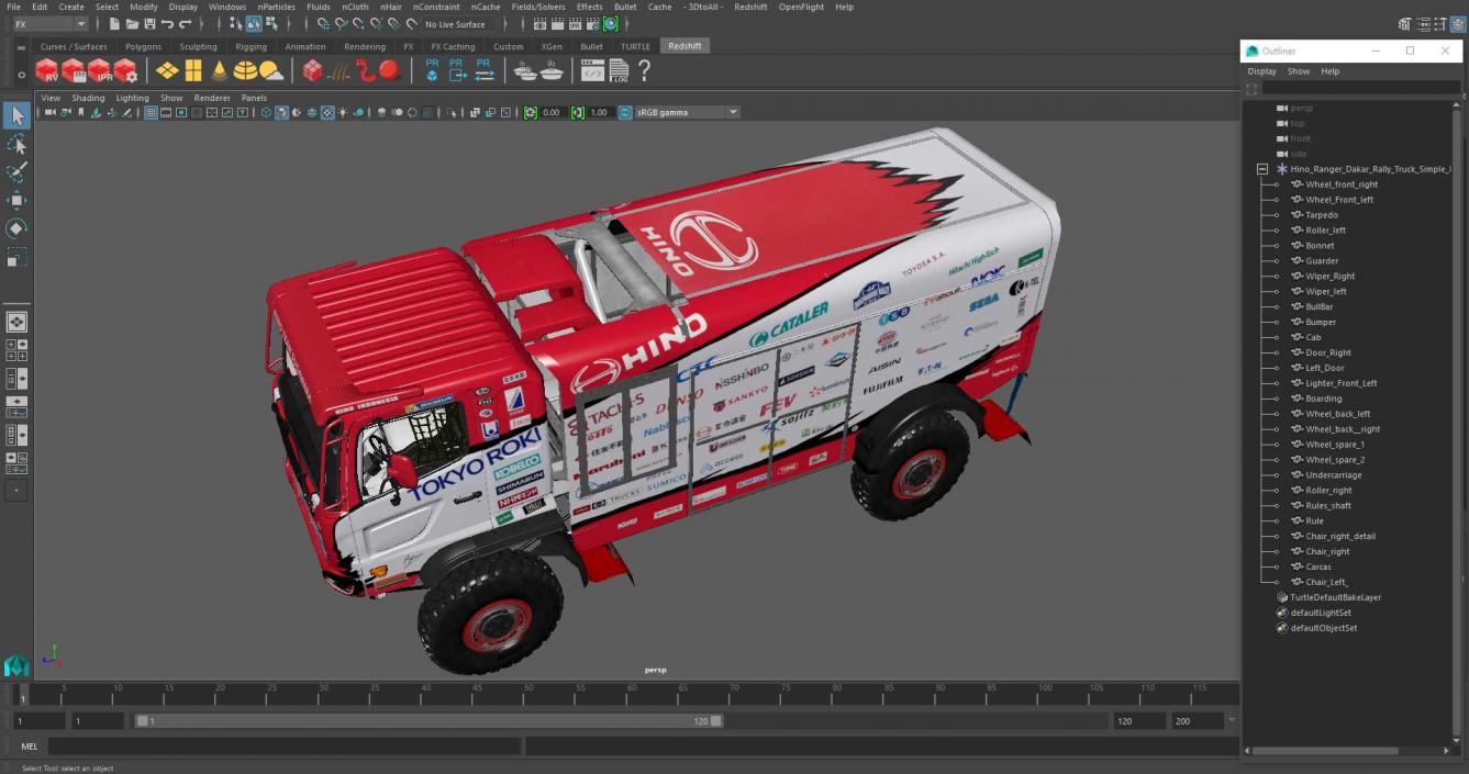 3D model Hino Ranger Dakar Rally Truck Simple Interior