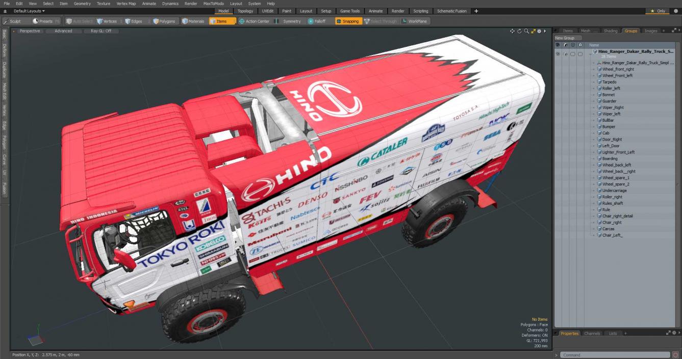 3D model Hino Ranger Dakar Rally Truck Simple Interior