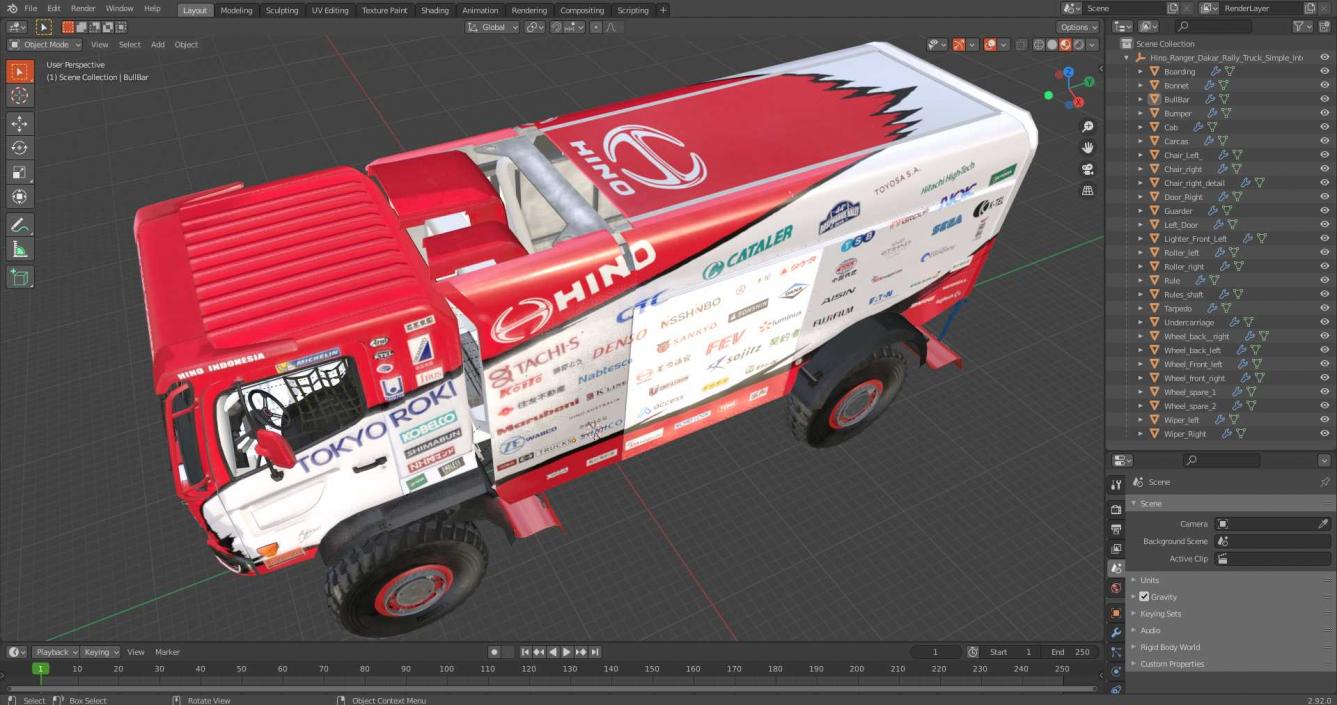 3D model Hino Ranger Dakar Rally Truck Simple Interior