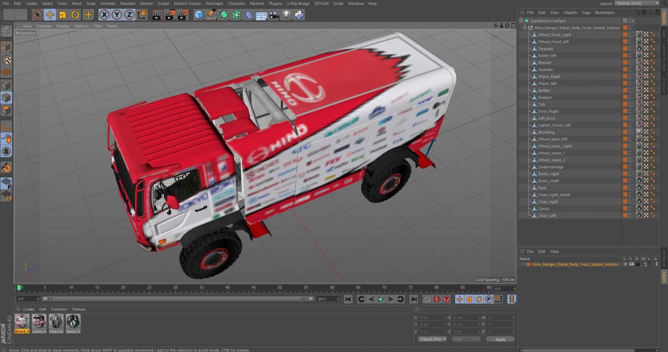 3D model Hino Ranger Dakar Rally Truck Simple Interior