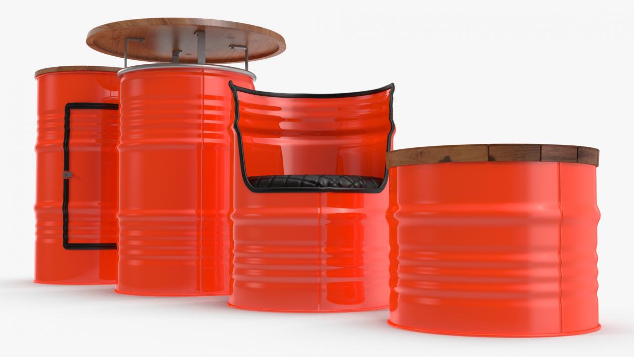 3D model Upcycled Steel Drum Barrel Furniture Set