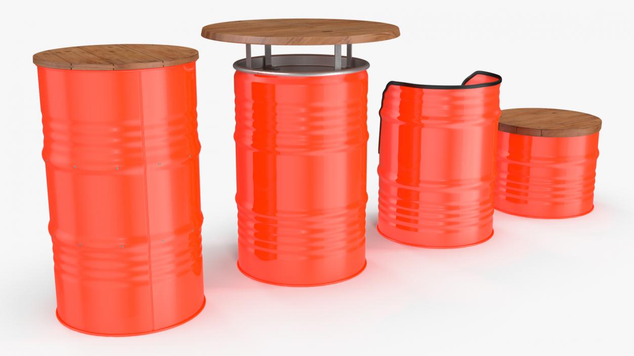 3D model Upcycled Steel Drum Barrel Furniture Set