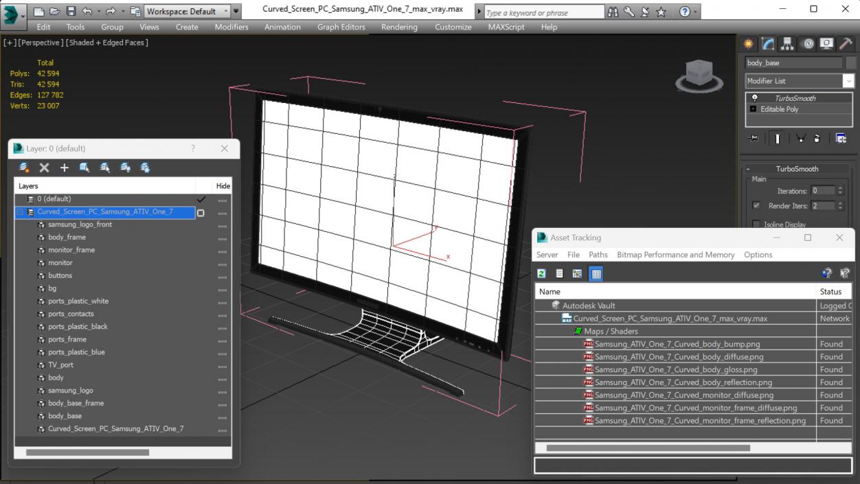 3D model Curved Screen PC Samsung ATIV One 7