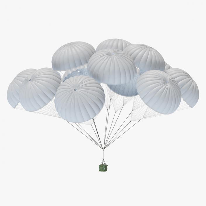 3D Cluster of Military Parachutes with Cargo