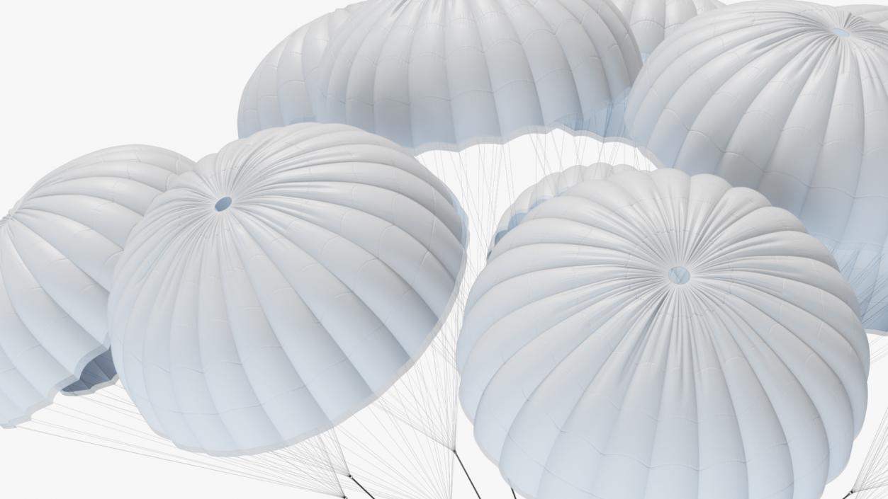 3D Cluster of Military Parachutes with Cargo