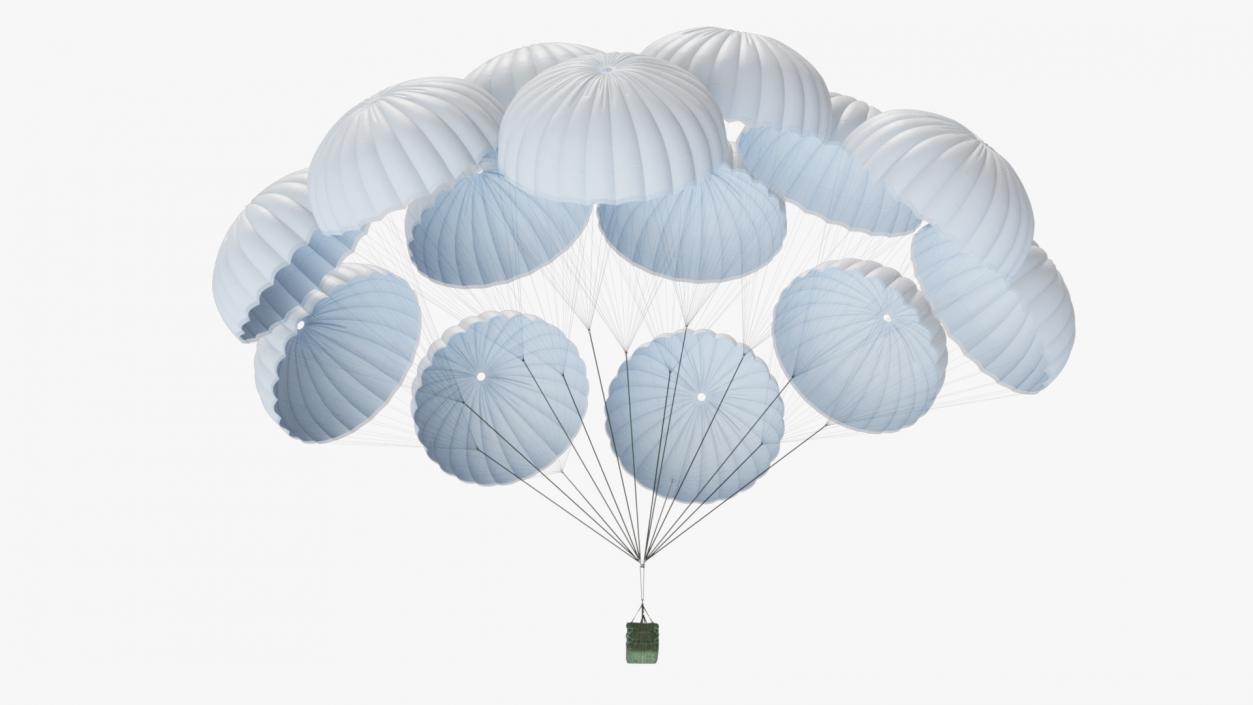 3D Cluster of Military Parachutes with Cargo