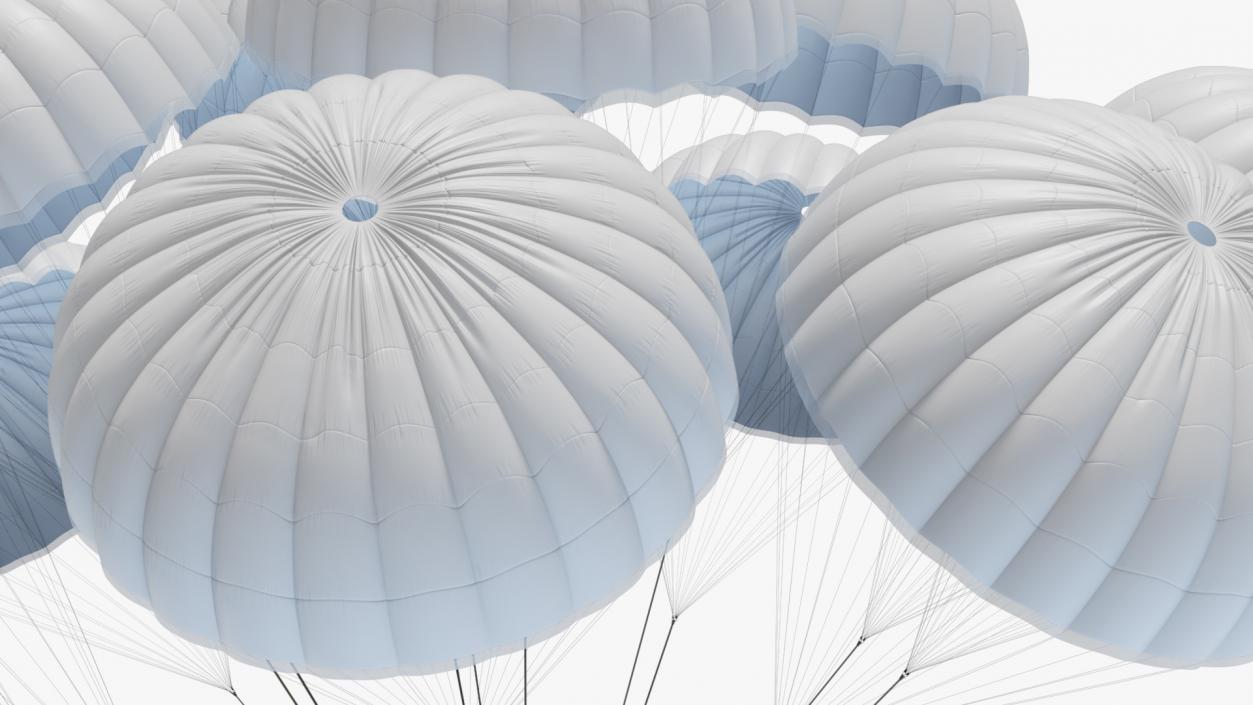 3D Cluster of Military Parachutes with Cargo