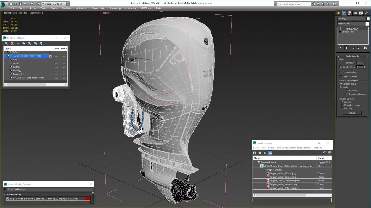 3D V8 Outboard Boat Motor White model