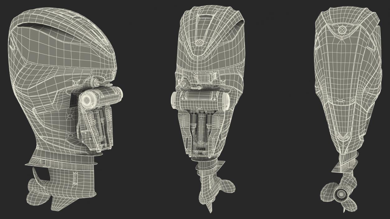 3D V8 Outboard Boat Motor White model