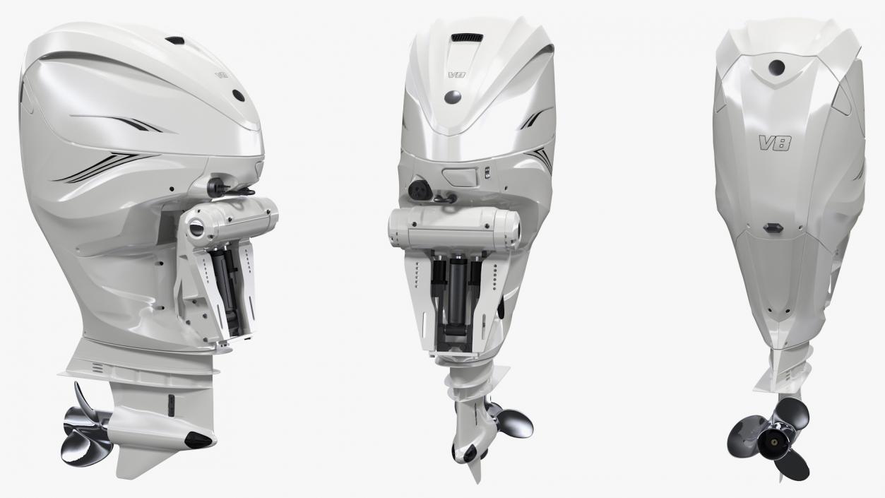 3D V8 Outboard Boat Motor White model