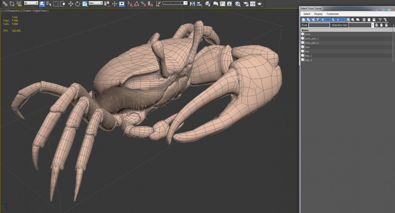 Fiddler Crab Sitting Pose with Fur 3D model