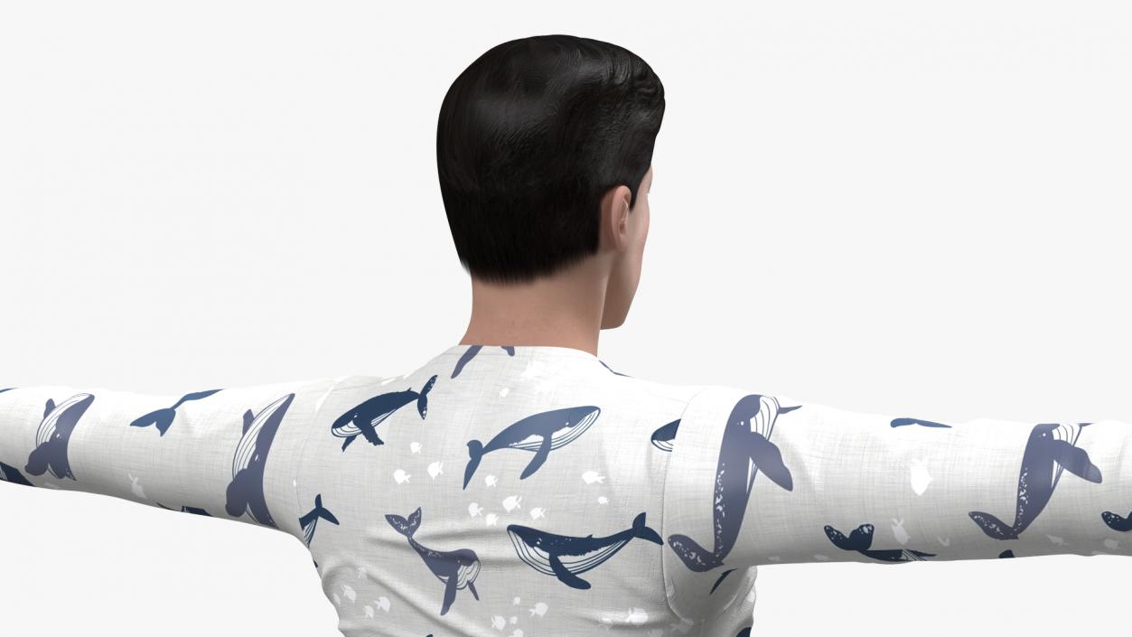 3D model Asian Man Home Style Clothes T Pose