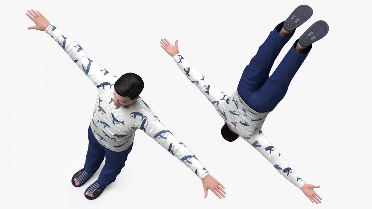 3D model Asian Man Home Style Clothes T Pose