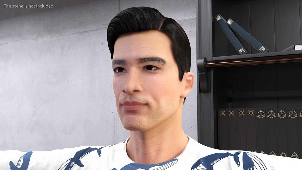 3D model Asian Man Home Style Clothes T Pose