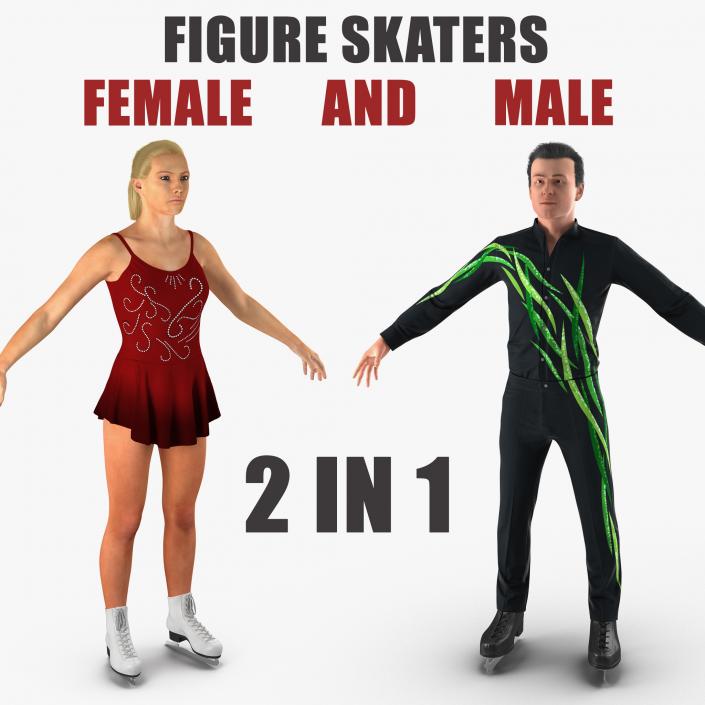 3D Male and Female Figure Skaters Collection