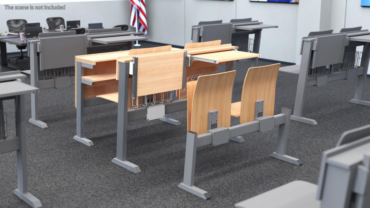 3D model University Seating System Set Four Seats