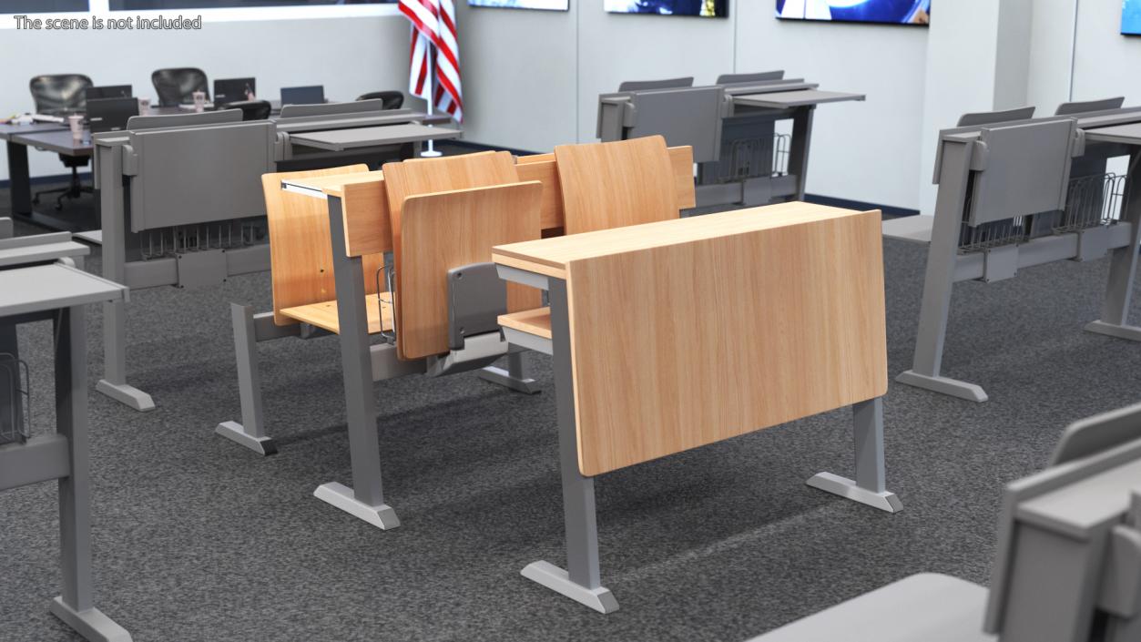 3D model University Seating System Set Four Seats