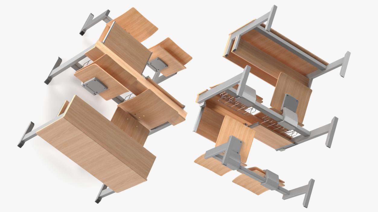 3D model University Seating System Set Four Seats