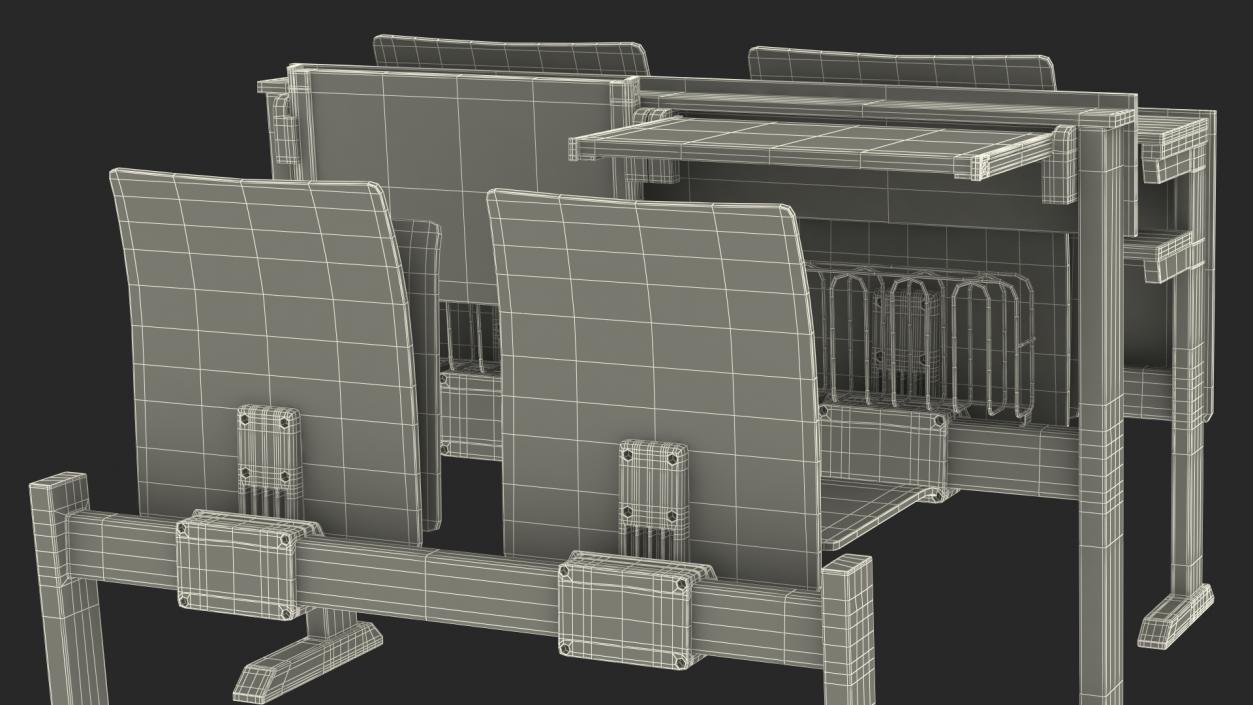 3D model University Seating System Set Four Seats