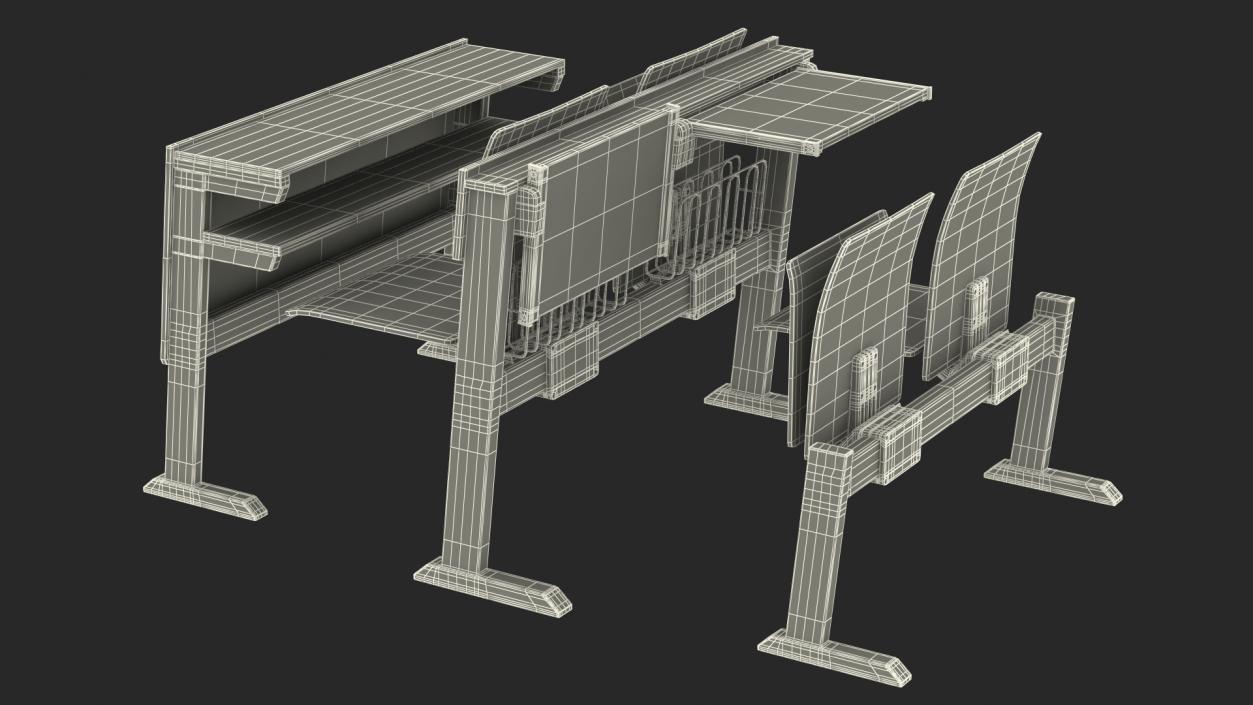 3D model University Seating System Set Four Seats