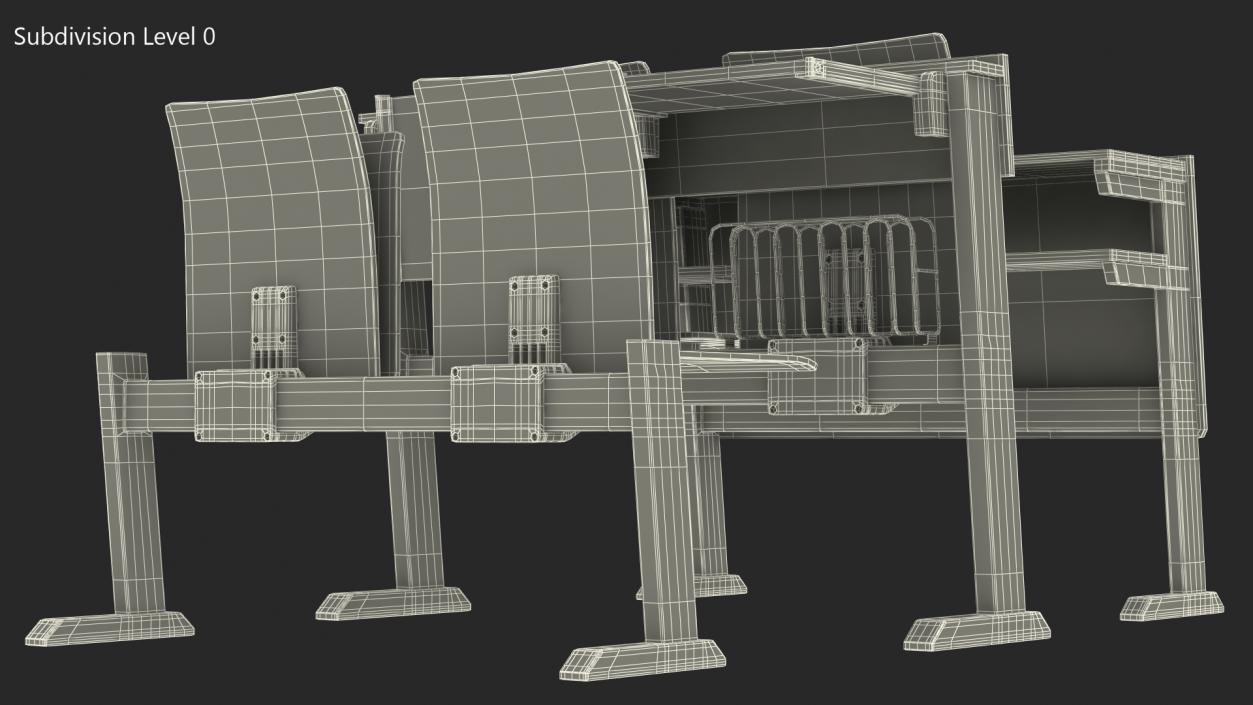 3D model University Seating System Set Four Seats