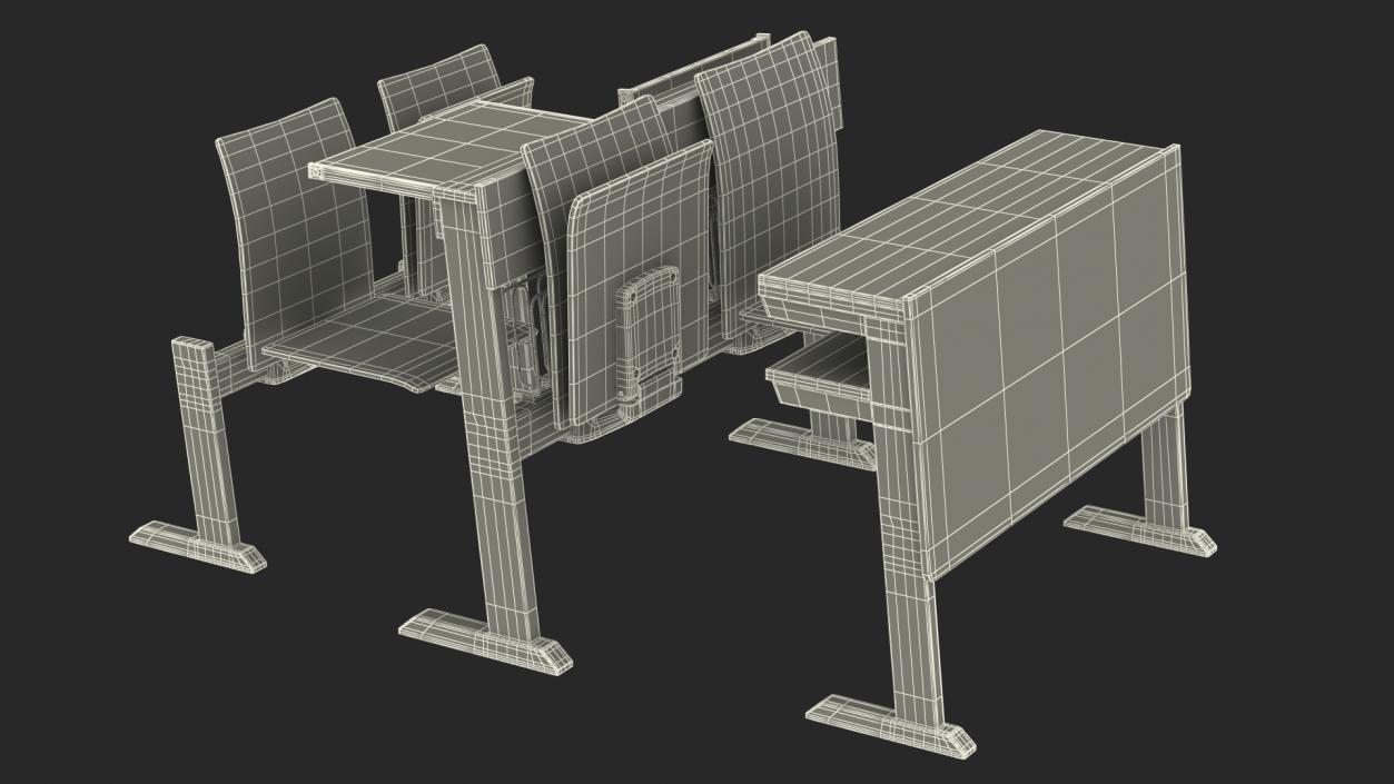 3D model University Seating System Set Four Seats