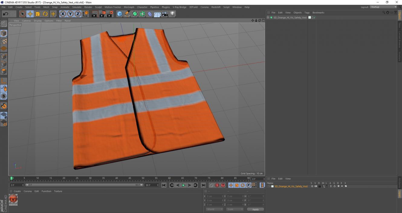 3D model Orange Hi Vis Safety Vest