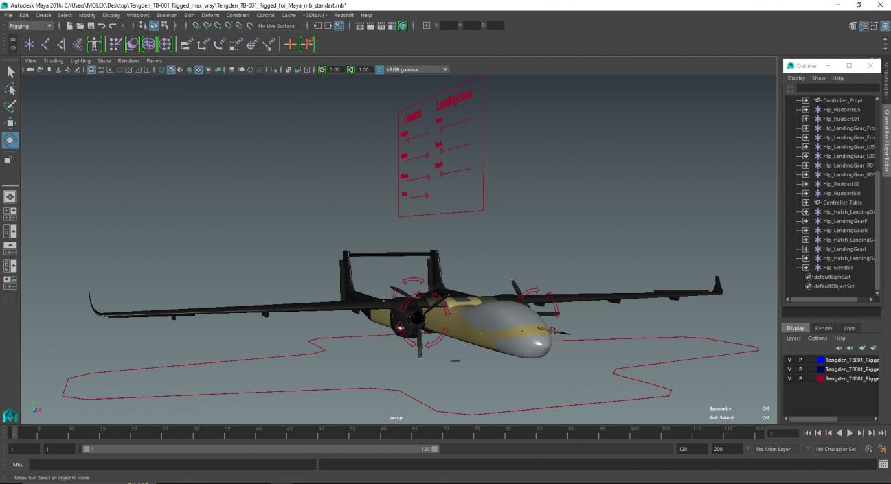 3D model Tengden TB-001 Rigged for Maya