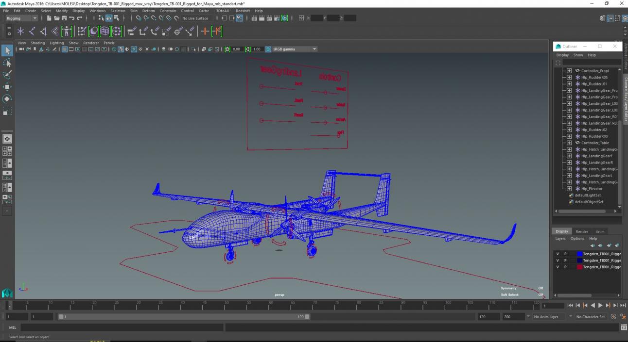 3D model Tengden TB-001 Rigged for Maya