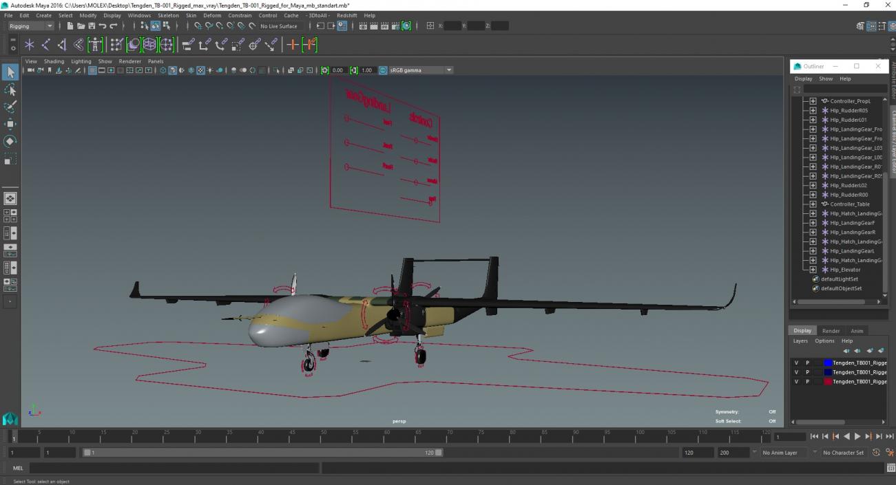 3D model Tengden TB-001 Rigged for Maya