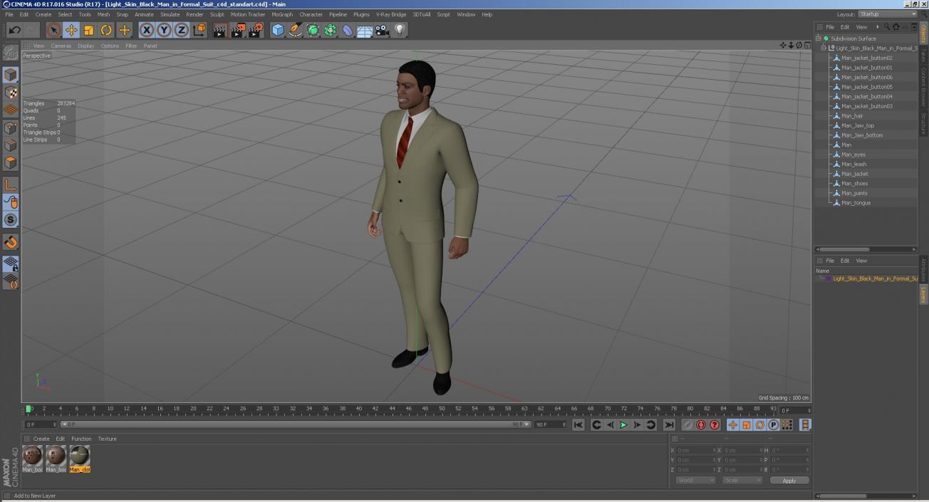 3D model Light Skin Black Man in Formal Suit