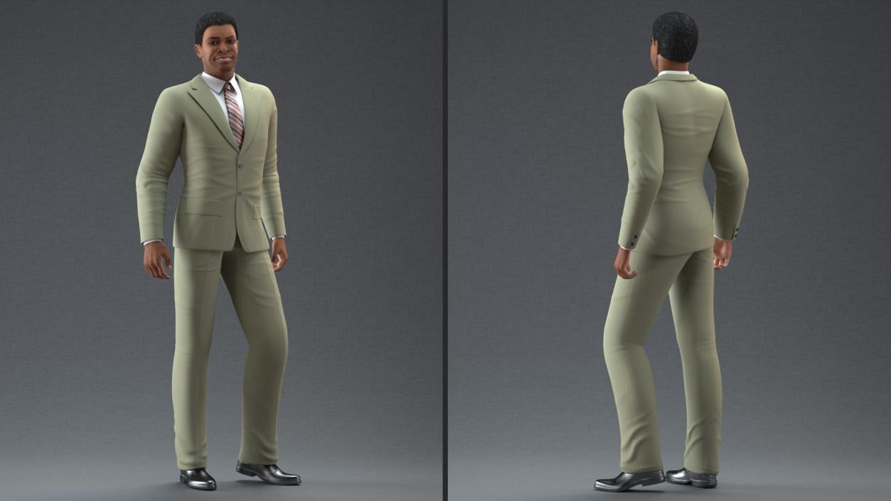 3D model Light Skin Black Man in Formal Suit