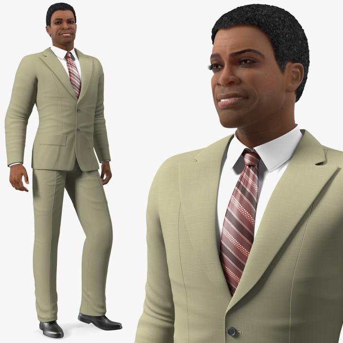 3D model Light Skin Black Man in Formal Suit