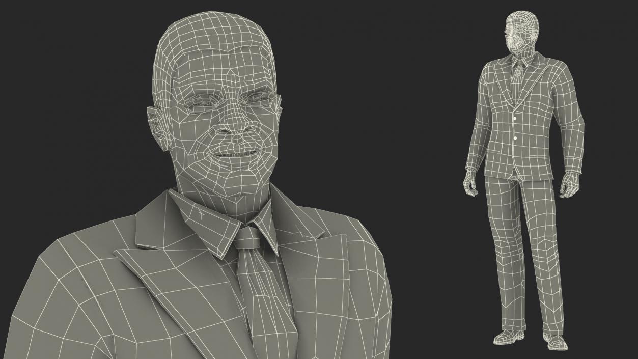 3D model Light Skin Black Man in Formal Suit