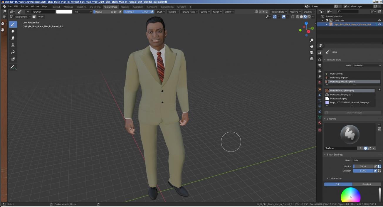 3D model Light Skin Black Man in Formal Suit