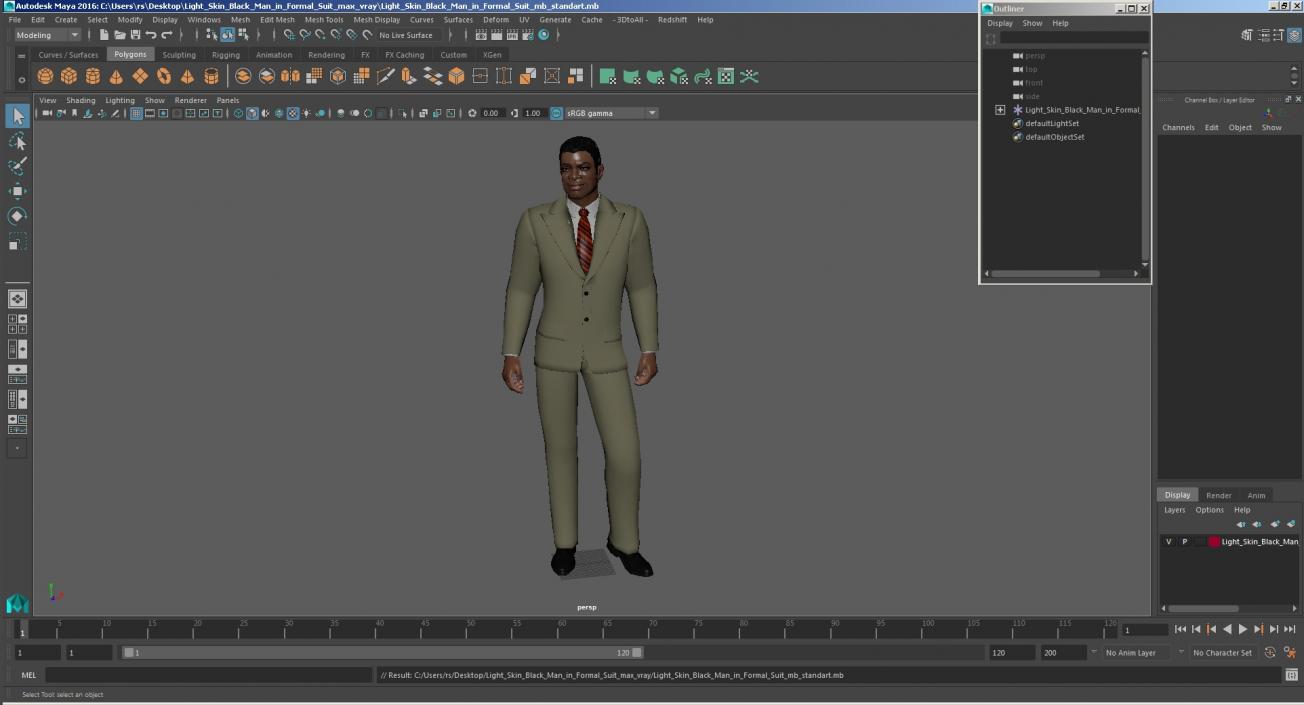 3D model Light Skin Black Man in Formal Suit