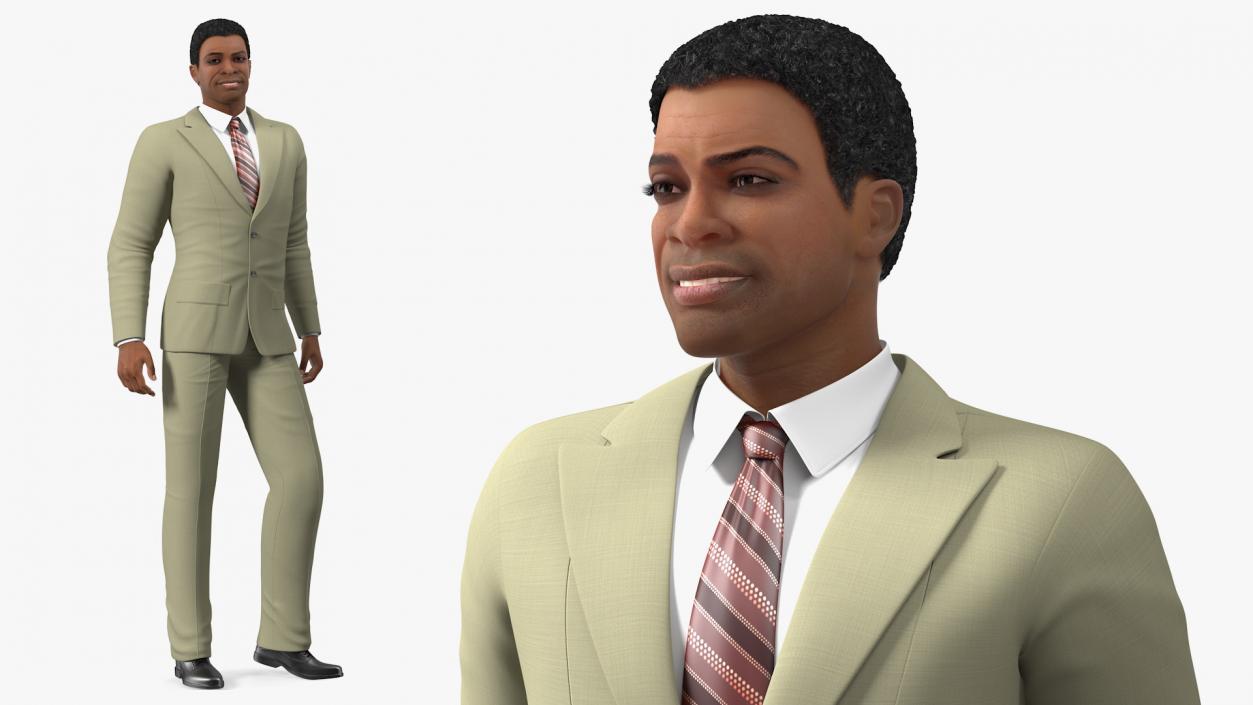 3D model Light Skin Black Man in Formal Suit