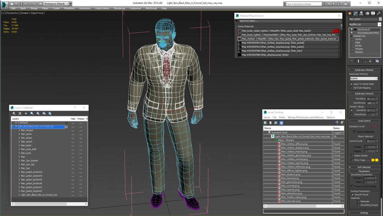 3D model Light Skin Black Man in Formal Suit