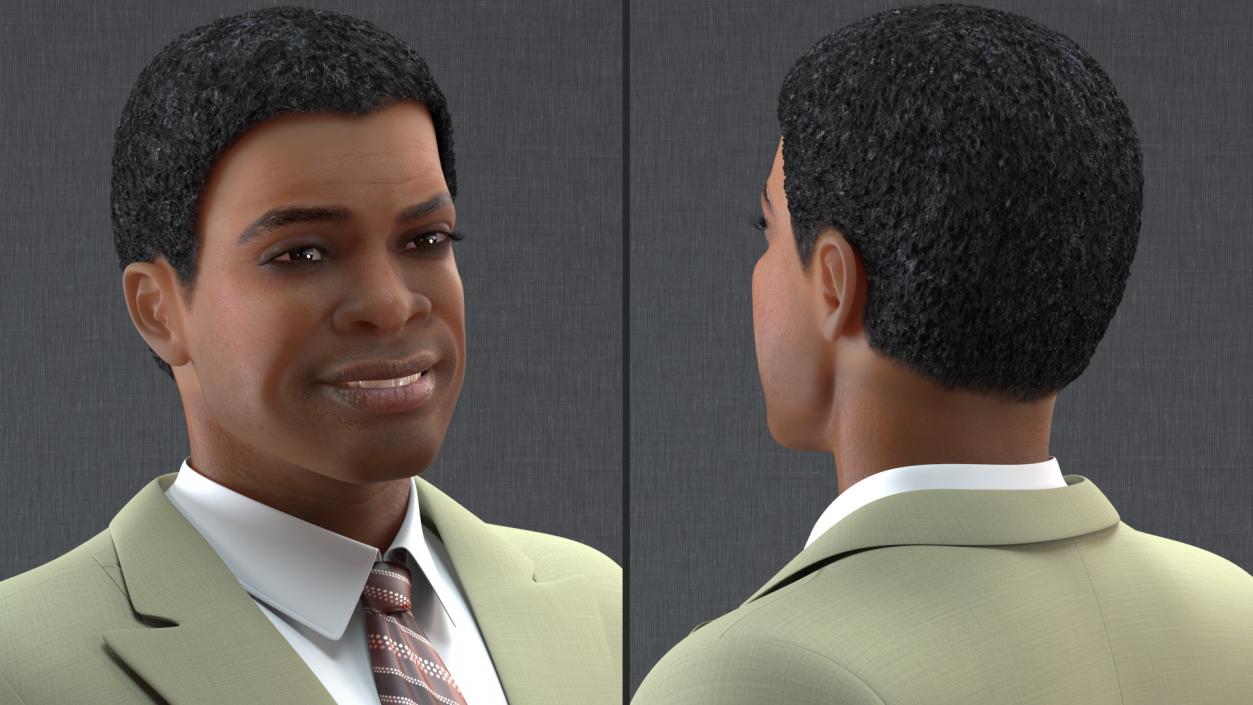 3D model Light Skin Black Man in Formal Suit