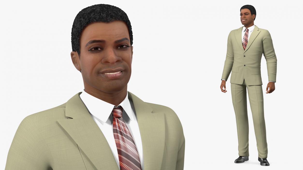 3D model Light Skin Black Man in Formal Suit