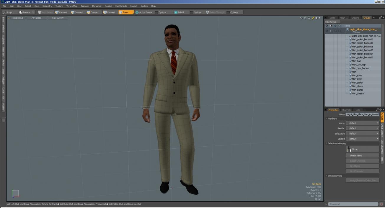 3D model Light Skin Black Man in Formal Suit