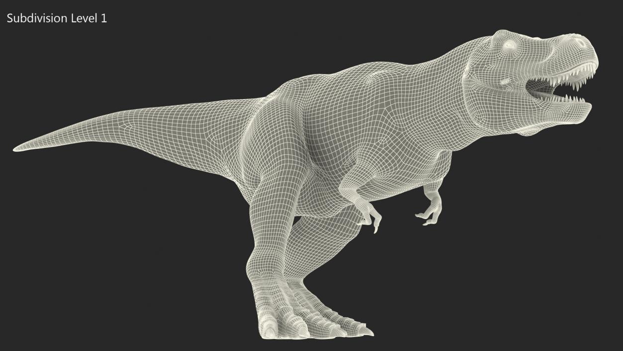 Tyrannosaurus Rex Skeleton with Skin Walking Pose 3D model