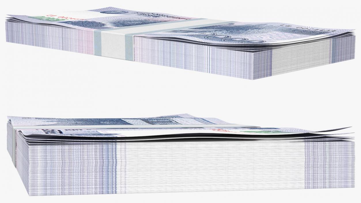 North Korea 2000 Won Banknotes Bundle 3D