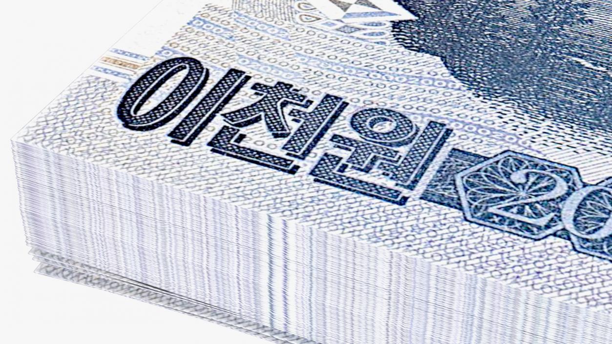 North Korea 2000 Won Banknotes Bundle 3D